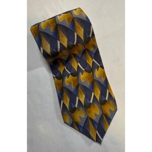 Jimmy V Jim Valvano Collection One Silk Tie Abstract Geometric Gold Blue Navy
